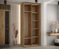 Šatníková skriňa s posuvnými zrkadlovými dverami DAVOS 100cm | DUB Artisan / čierne pojazdy