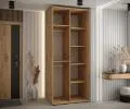Šatníková skriňa s posuvnými zrkadlovými dverami DAVOS 100cm | DUB Artisan / čierne pojazdy