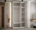 Šatníková skriňa s posuvnými zrkadlovými dverami DAVOS 140cm | Biela / čierne pojazdy