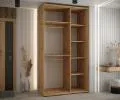 Šatníková skriňa s posuvnými zrkadlovými dverami DAVOS 140cm | DUB Artisan / strieborné pojazdy
