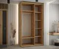 Šatníková skriňa s posuvnými zrkadlovými dverami DAVOS 140cm | DUB Artisan / čierne pojazdy