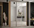 Šatníková skriňa s posuvnými zrkadlovými dverami DAVOS 180cm | DUB Artisan / strieborné pojazdy