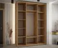 Šatníková skriňa s posuvnými zrkadlovými dverami DAVOS 180cm | DUB Artisan / strieborné pojazdy