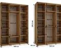 Šatníková skriňa s posuvnými zrkadlovými dverami DAVOS 180cm | DUB Artisan / strieborné pojazdy