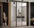 Šatníková skriňa s posuvnými zrkadlovými dverami DAVOS 180cm | DUB Artisan / čierne pojazdy