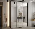Šatníková skriňa s posuvnými zrkadlovými dverami DAVOS 180cm | Čierna / strieborné pojazdy