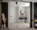 Šatníková skriňa s posuvnými zrkadlovými dverami DAVOS 190cm | Biela / strieborné pojazdy