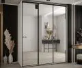 Šatníková skriňa s posuvnými zrkadlovými dverami DAVOS 190cm | Biela / čierne pojazdy