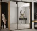 Šatníková skriňa s posuvnými zrkadlovými dverami DAVOS 190cm | DUB Artisan / čierne pojazdy