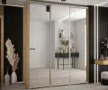 Šatníková skriňa s posuvnými zrkadlovými dverami DAVOS 200cm | DUB Artisan / strieborné pojazdy