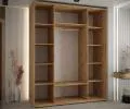 Šatníková skriňa s posuvnými zrkadlovými dverami DAVOS 200cm | DUB Artisan / čierne pojazdy