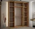 Šatníková skriňa s posuvnými zrkadlovými dverami DAVOS 200cm | DUB Artisan / čierne pojazdy