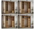 Šatníková skriňa s posuvnými zrkadlovými dverami DAVOS 200cm | DUB Artisan / čierne pojazdy