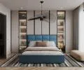 Čalúnená posteľ APOLLO 120x200 Modrá Paris s úložným priestorom kovový rošt