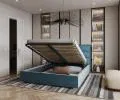 Čalúnená posteľ APOLLO 120x200 Modrá Paris s úložným priestorom kovový rošt