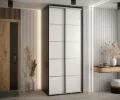 Šatníková skriňa s posuvnými dverami DAVOS 4, 100cm | Čierna / biela / strieborné pojazdy