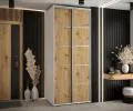 Šatníková skriňa s posuvnými dverami DAVOS 4, 120cm | Biela / DUB Artisan / strieborné