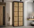 Šatníková skriňa s posuvnými dverami DAVOS 4, 120cm | Čierna / DUB Artisan / čierne pojazdy
