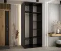 Šatníková skriňa s posuvnými dverami DAVOS 4, 120cm | Čierna / čierne pojazdy