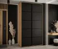 Šatníková skriňa s posuvnými dverami DAVOS 4, 140cm | DUB Artisan / čierna / čierne pojazdy