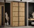 Šatníková skriňa s posuvnými dverami DAVOS 4, 140cm | DUB Artisan / čierne pojazdy
