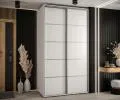 Šatníková skriňa s posuvnými dverami DAVOS 4, 140cm | Biela / strieborné pojazdy