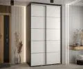 Šatníková skriňa s posuvnými dverami DAVOS 4, 140cm | Čierna / biela / strieborné pojazdy