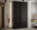Šatníková skriňa s posuvnými dverami DAVOS 4, 140cm | Čierna / čierne pojazdy