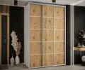 Šatníková skriňa s posuvnými dverami DAVOS 4, 160cm | Biela / DUB Artisan / strieborné