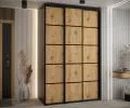 Šatníková skriňa s posuvnými dverami DAVOS 4, 160cm | Čierna / DUB Artisan / čierne pojazdy