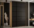 Šatníková skriňa s posuvnými dverami DAVOS 4, 160cm | DUB Artisan / čierna / čierne pojazdy