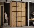 Šatníková skriňa s posuvnými dverami DAVOS 4, 160cm | DUB Artisan / čierne pojazdy