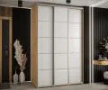 Šatníková skriňa s posuvnými dverami DAVOS 4, 160cm | DUB Artisan / biela / strieborné