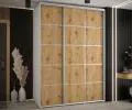 Šatníková skriňa s posuvnými dverami DAVOS 4, 170cm | Biela / DUB Artisan / strieborné