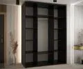 Šatníková skriňa s posuvnými dverami DAVOS 4, 170cm | Čierna / DUB Artisan / čierne pojazdy
