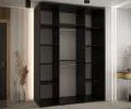 Šatníková skriňa s posuvnými dverami DAVOS 4, 170cm | Čierna / DUB Artisan / čierne pojazdy