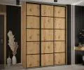 Šatníková skriňa s posuvnými dverami DAVOS 4, 170cm | DUB Artisan / čierne pojazdy