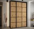Šatníková skriňa s posuvnými dverami DAVOS 4, 180cm | Čierna / DUB Artisan / čierne pojazdy