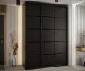 Šatníková skriňa s posuvnými dverami DAVOS 4, 180cm | Čierna / čierne pojazdy
