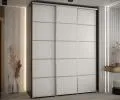 Šatníková skriňa s posuvnými dverami DAVOS 4, 190cm | Čierna / biela / strieborné pojazdy