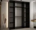 Šatníková skriňa s posuvnými dverami DAVOS 4, 190cm | Čierna / DUB Artisan / čierne pojazdy