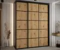Šatníková skriňa s posuvnými dverami DAVOS 4, 190cm | Čierna / DUB Artisan / čierne pojazdy