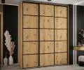 Šatníková skriňa s posuvnými dverami DAVOS 4, 190cm | DUB Artisan  / čierne pojazdy