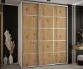 Šatníková skriňa s posuvnými dverami DAVOS 4, 190cm | Biela / DUB Artisan / strieborné