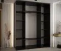 Šatníková skriňa s posuvnými dverami DAVOS 4, 200cm | Čierna / DUB Artisan / čierne pojazdy