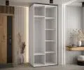 Šatníková skriňa s posuvnými dverami a zrkadlom DAVOS 5, 120cm | Biela / strieborné pojazdy