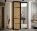 Šatníková skriňa s posuvnými dverami a zrkadlom DAVOS 5, 140cm | Čierna / DUB Artisan / čierne