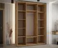 Šatníková skriňa s posuvnými dverami a zrkadlom DAVOS 5, 160cm | DUB Artisan / biela / strieborné