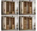 Šatníková skriňa s posuvnými dverami a zrkadlom DAVOS 5, 160cm | DUB Artisan / biela / strieborné