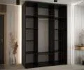 Šatníková skriňa s posuvnými dverami a zrkadlom DAVOS 5, 160cm | Čierna / DUB Artisan / čierne
